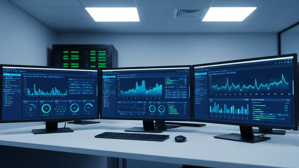 Estação de trabalho de informática em saúde com prontuário eletrônico e dashboards clínicos