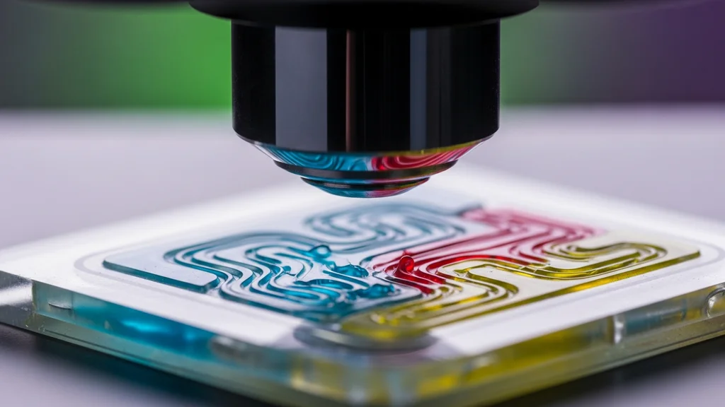 Chip microfluídico para diagnóstico com microcanais e reagentes coloridos em regime laminar