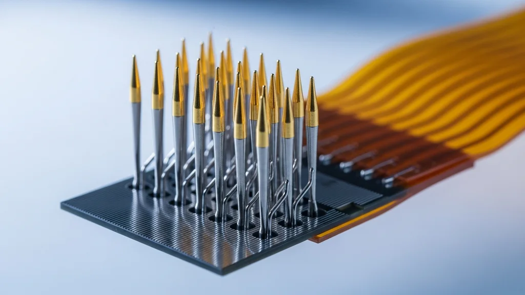 Matriz de microeletrodos neurais Utah com pontas douradas para interface cérebro-computador