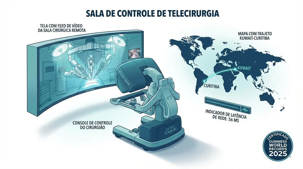 Telecirurgia robótica recordista mundial de 12034 km entre Kuwait e Curitiba realizada com sistema Toumai certificada pelo Guinness World Records em 2025