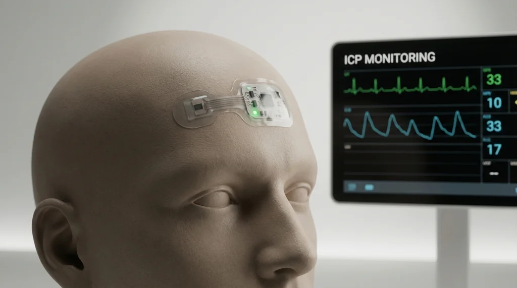 Sensor não invasivo de pressão intracraniana da brain4care, tecnologia de engenharia biomédica em detalhe.