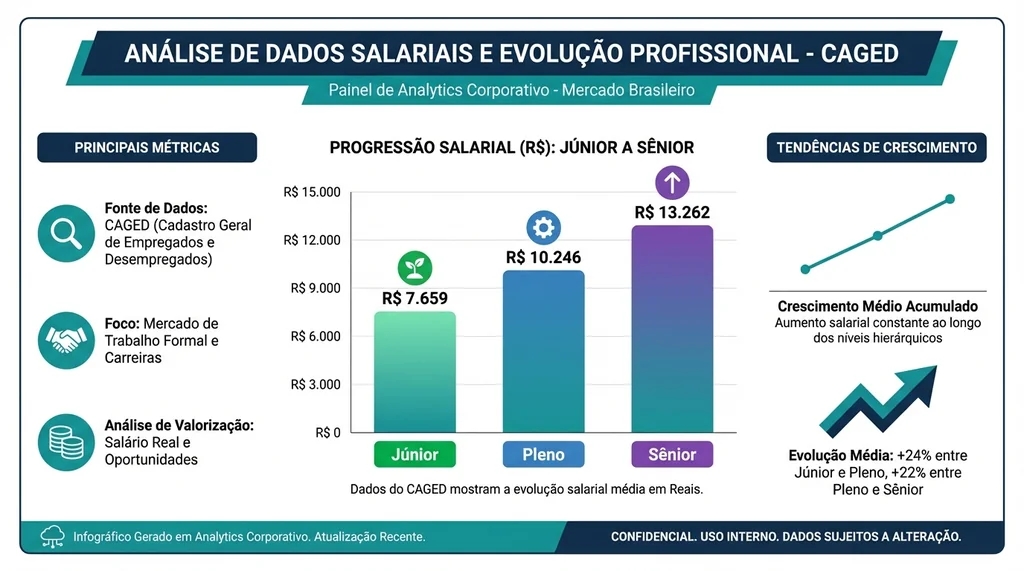 Infográfico de salário do engenheiro biomédico por nível de experiência com dados CAGED 2026