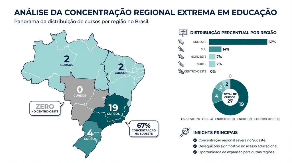Mapa de distribuição geográfica dos cursos de engenharia biomédica no Brasil por região